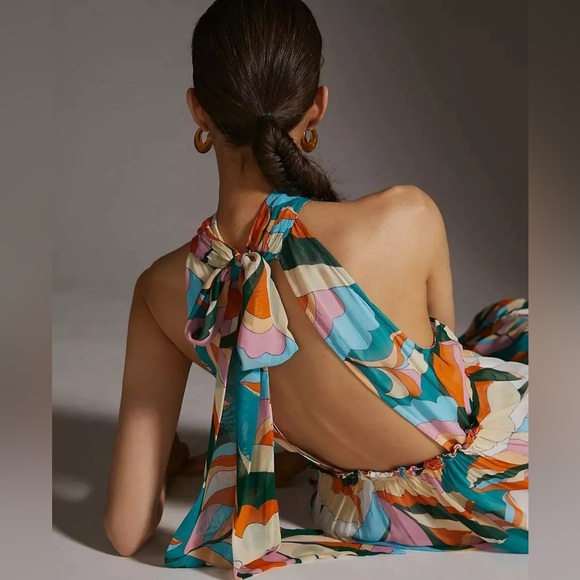 Anthropologie Maeve Halter Tie Maxi Sz L NWT - Picture 6 of 6
